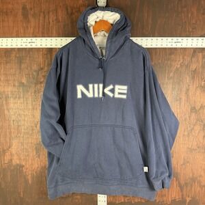 Nike Sportswear NSW Sweatshirt Hoodie Swoosh‎ Vintage 2000s Navy Blue Mens 2XL